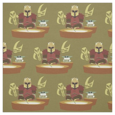 The Armorer &amp; Grogu Forge Cartoon Fabric