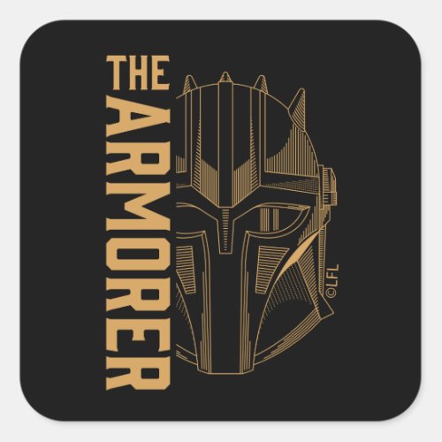 The Armorer Helmet Line Art Square Sticker