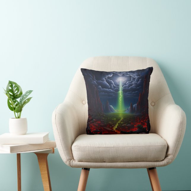 the arrival of aliens throw pillow (Chair)