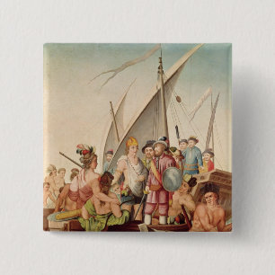 The Arrival of Hernando Cortes  in Mexico Pinback Button