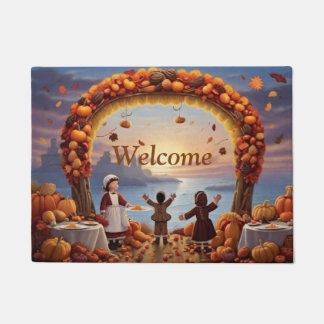 The Arrival of Thanksgiving Door Mat