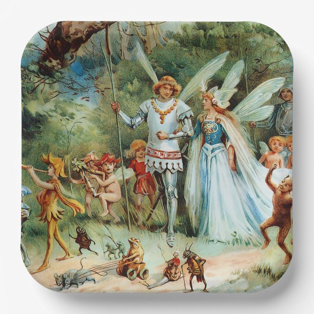 The Arrival of the King and Queen of Fairies Paper Plates (Front)