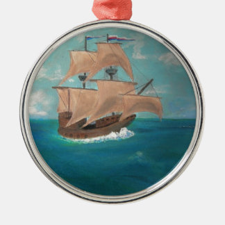 The Arrival of the Mayflower Metal Ornament