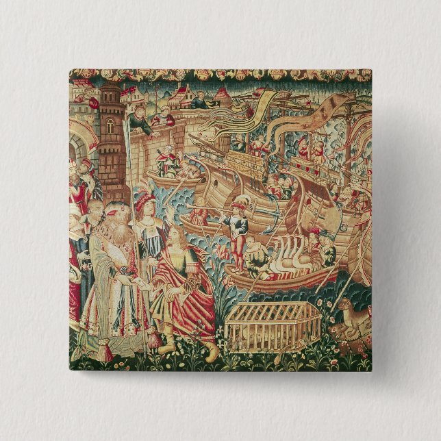 The Arrival of Vasco da Gama  in Calcutta Pinback Button (Front)