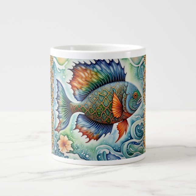The Art of Batik Fish Giant Coffee Mug (Front)
