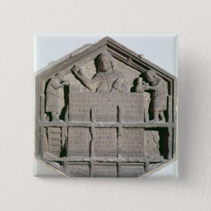 The Art of Building, hexagonal decorative relief Pinback Button