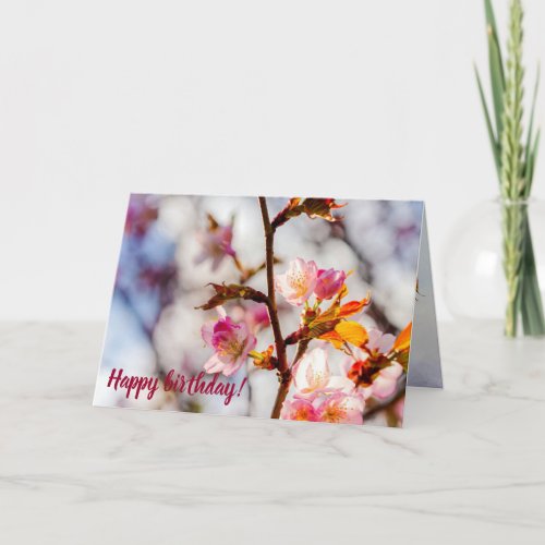 The Art Of Cherry Blossoming On A Sunny Day Card