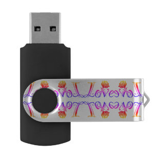 The Art of Love: Elegant Letters and Blooming Rose Flash Drive