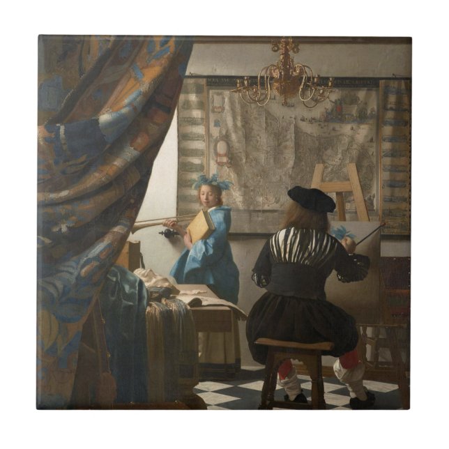 The Art of Painting by Johannes Vermeer  Ceramic Tile (Front)