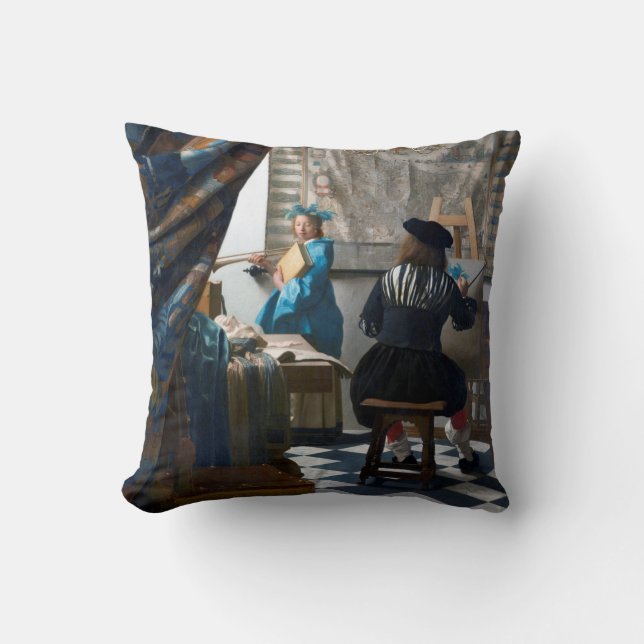 The Art of Painting, Johannes Vermeer, 1666-1667 Throw Pillow (Front)