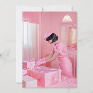 The Art of Pink Gift Wrapping Invitation