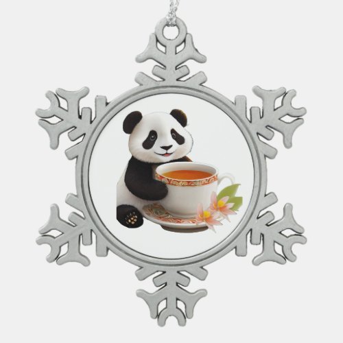 The Art of Tea Pleasure Snowflake Pewter Christmas Ornament