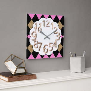 The-Art-of-Time Alice Harlequin Square Wall Clock