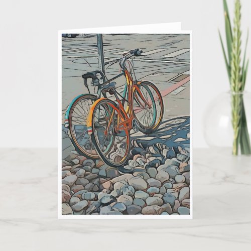 The Art of Walking _ Bicycles waiting Thank You Card