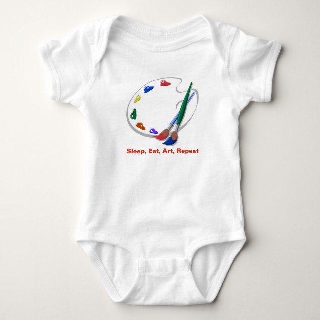 The Art Teacher Baby, Eat Sleep Art Repeat Baby Bodysuit (Front)