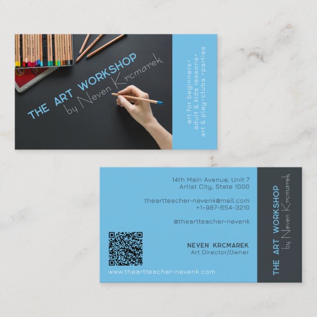 The Art Workshop Blue Artist Business Card (Front/Back)