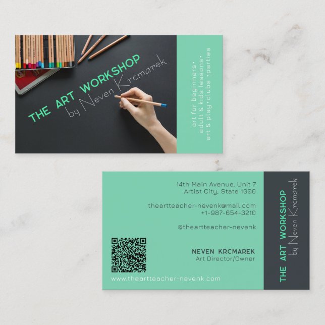 The Art Workshop Green Artist Business Card (Front/Back)