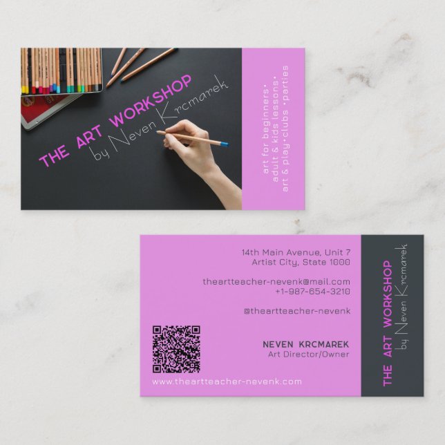 The Art Workshop Pink Artist Business Card (Front/Back)