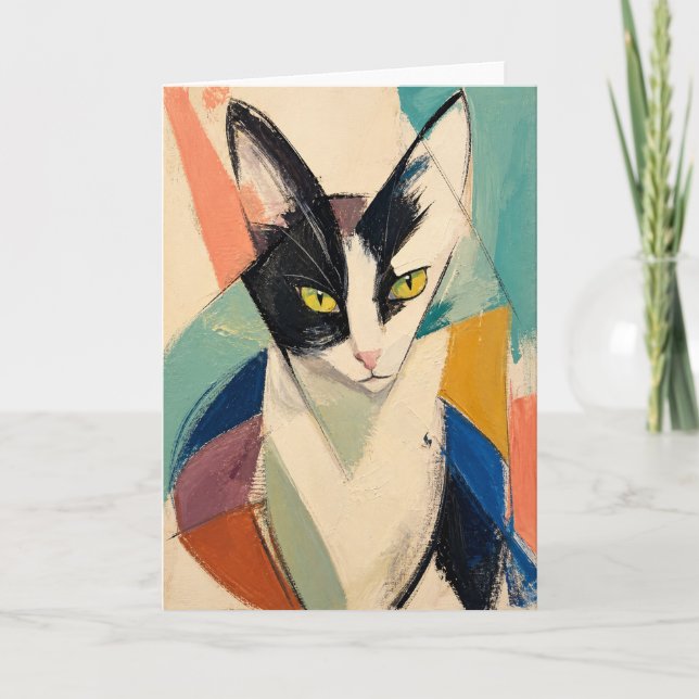 The Artful Tuxedo Cat Card (Front)
