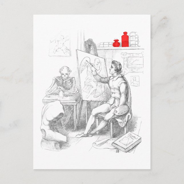 The Artist Paints Death Postcard (Front)