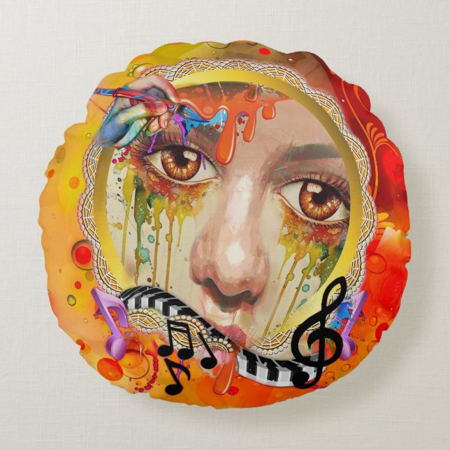 The Artist pallet Round Pillow (Front)