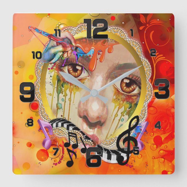 The Artist pallet Square Wall Clock (Front)