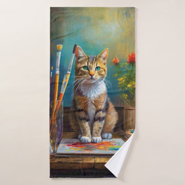 The Artistic Cat Bath Towel (Bath Towel)