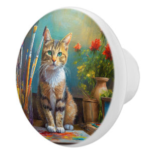 The Artistic Cat Ceramic Knob