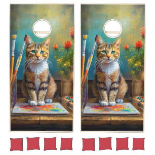 The Artistic Cat Cornhole Set