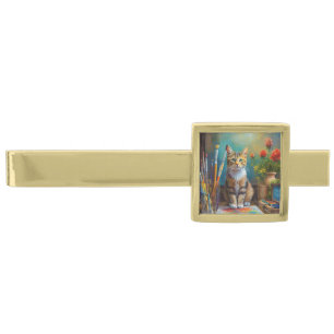 The Artistic Cat Gold Finish Tie Bar