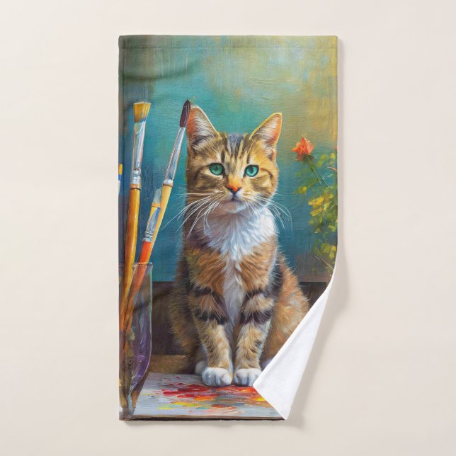 The Artistic Cat Hand Towel (Hand Towel)