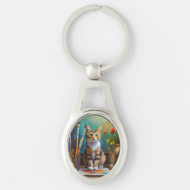 The Artistic Cat Keychain (Front)