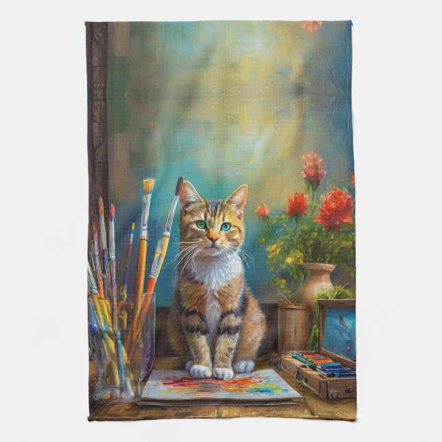 The Artistic Cat Kitchen Towel (Vertical)