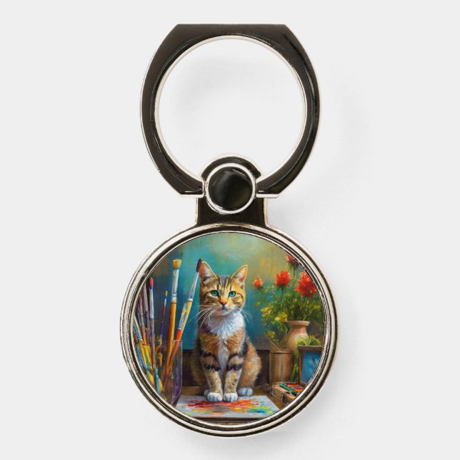 The Artistic Cat Phone Ring Stand (Front)