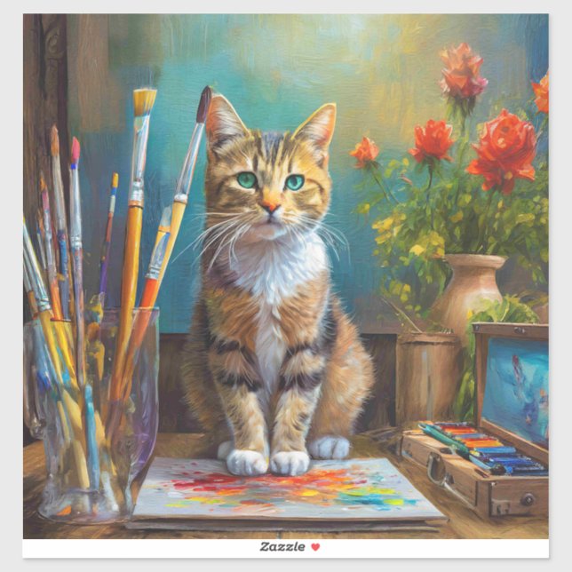 The Artistic Cat Sticker (Sheet)