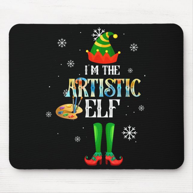 The Artistic Elf Squad Elf Family Christmas Pajama Mouse Pad (Front)