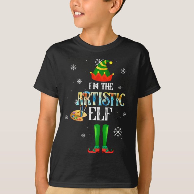 The Artistic Elf Squad Elf Family Christmas Pajama T-Shirt (Front)