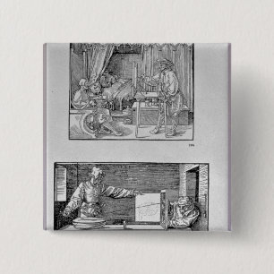 The artist's first technical book pinback button