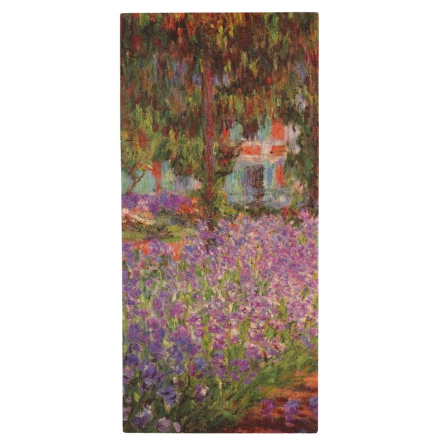 The Artist's Garden at Giverny by Monet Wood Flash Drive (Front Vertical)