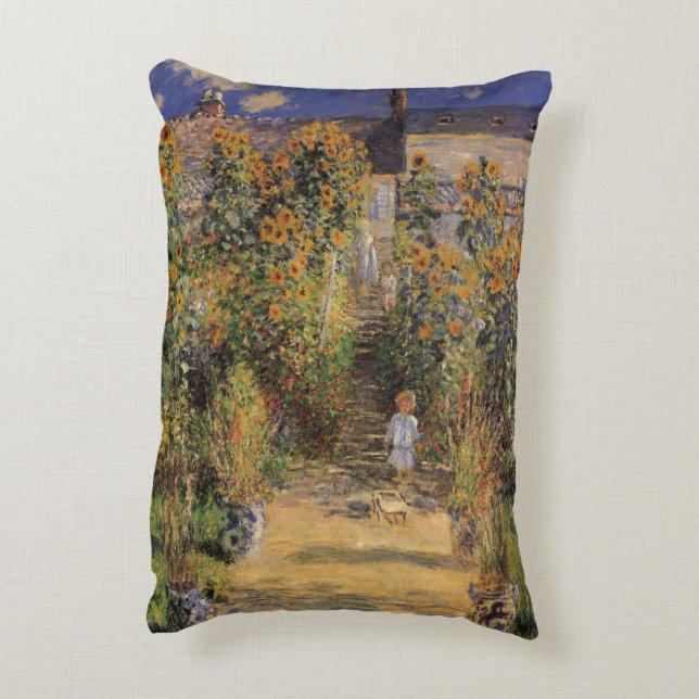 The Artist's Garden at Vetheuil by Claude Monet Accent Pillow (Back(Vertical))