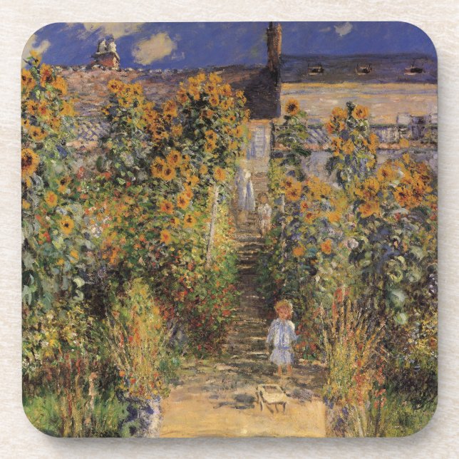The Artist's Garden at Vetheuil by Claude Monet Beverage Coaster (Front)