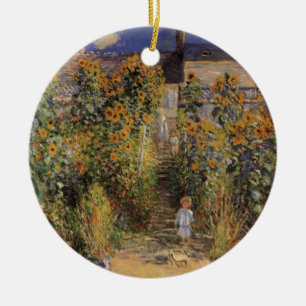 The Artist's Garden at Vetheuil by Claude Monet Ceramic Ornament