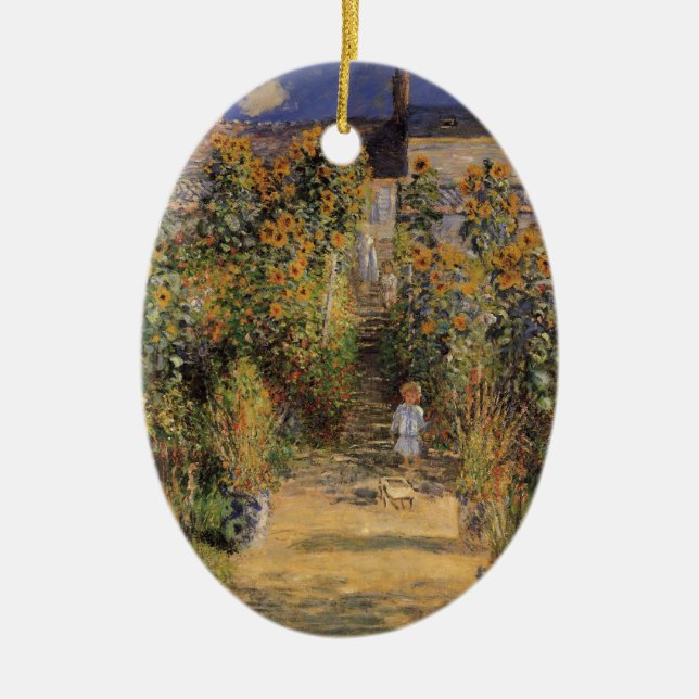 The Artist's Garden at Vetheuil by Claude Monet Ceramic Ornament (Front)