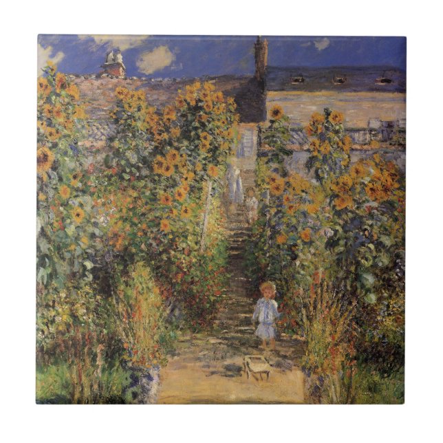 The Artist's Garden at Vetheuil by Claude Monet Ceramic Tile (Front)