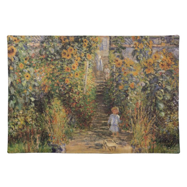 The Artist's Garden at Vetheuil by Claude Monet Cloth Placemat (Front)