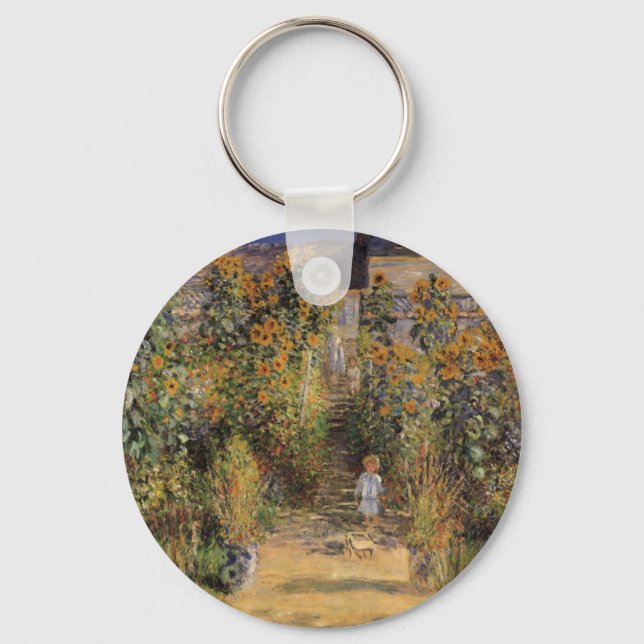 The Artist's Garden at Vetheuil by Claude Monet Keychain (Front)