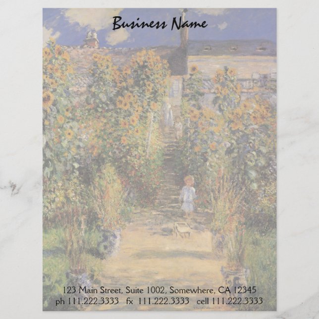 The Artist's Garden at Vetheuil by Claude Monet Letterhead (Front)