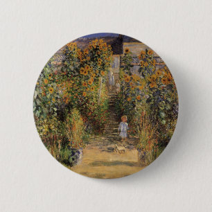 The Artist's Garden at Vetheuil by Claude Monet Pinback Button