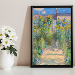 The Artist's Garden at Vétheuil by Claude Monet Poster<br><div class="desc">The Artist's Garden at Vétheuil is painting by Claude Monet featuring a small child stands facing us on a sun-dappled path that runs up the center of a garden dominated by towering yellow and burnt-orange sunflowers. Behind the child, a woman and another child stand on the steps. The woman wears...</div>