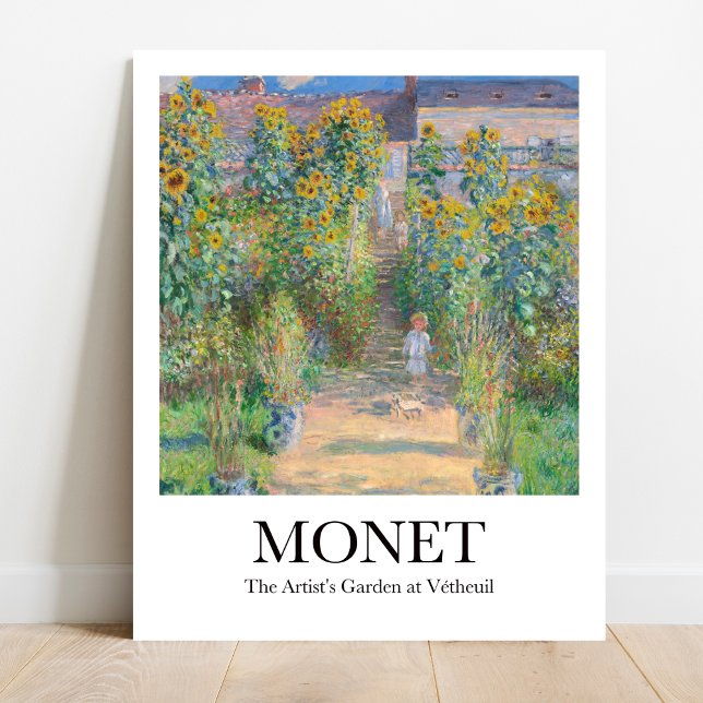 The Artist's Garden at Vétheuil by Claude Monet Poster (Monet's Garden Print: Sunflowers & Flowers in Bloom. Impressionist art for home decor)